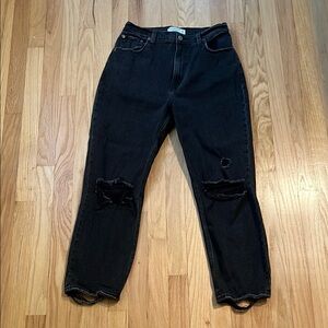 Abercrombie Ankle Straight Ultra High Rise Curve Love Distressed Jeans